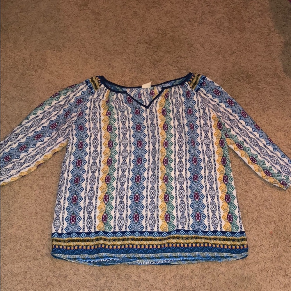 Boho multicolor blouse, size medium